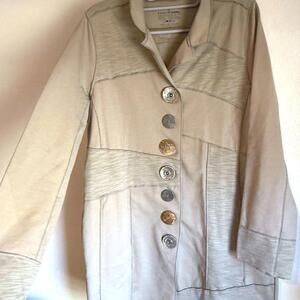 Neon Buddha Cotton Boho Neutral Beige Gray Jacket Size Small